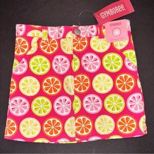Gymboree girl citrus cooler pink orange green lemon yellow fruit skirt skort 4 6